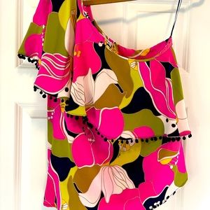Trina Turk one shoulder silk top